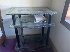 Glass TV Trolley/Table. Flower Design