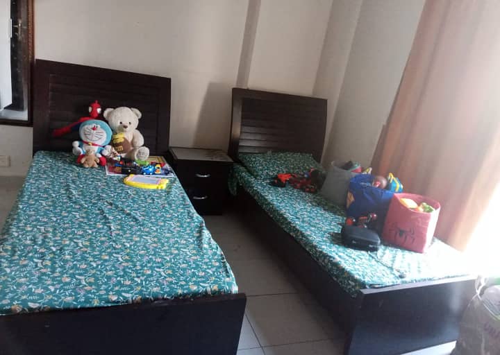 02 Single Bed with 02 molty mattress and 02 side tables 0