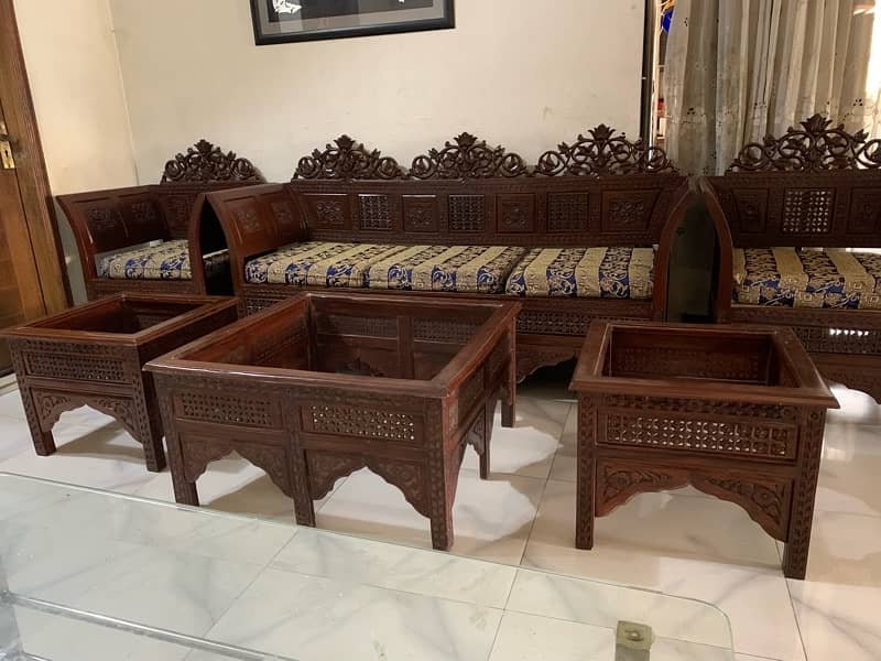 pure wooden sofa set 5 seater 0