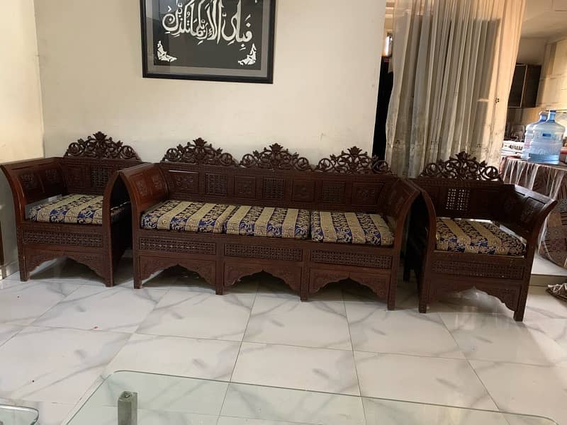 pure wooden sofa set 5 seater 6