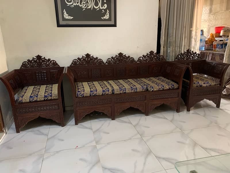 pure wooden sofa set 5 seater 7