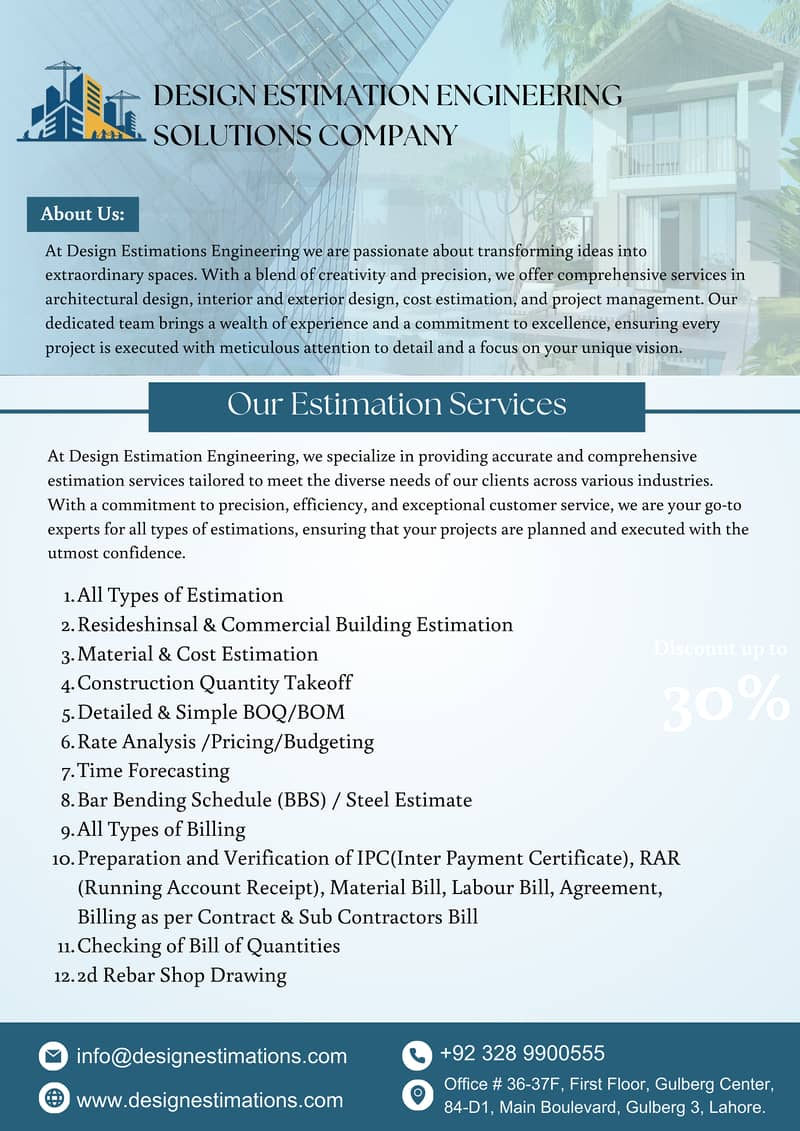 Building Estimation / Bill of Quantity (BOQ) /BOM/Bar Bending Schedul 2