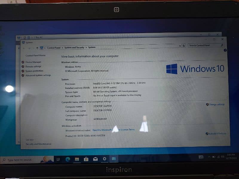 Dell Laptop inspirion i5 3rd Gen 8gb ram 128 gb hdd 4