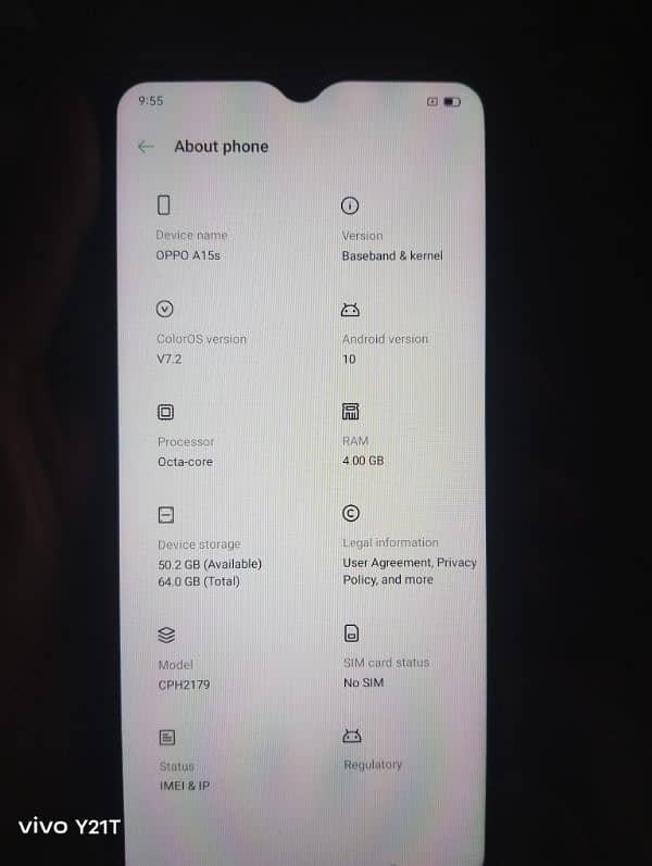 oppo A15s  4gm ram 64 memory 1