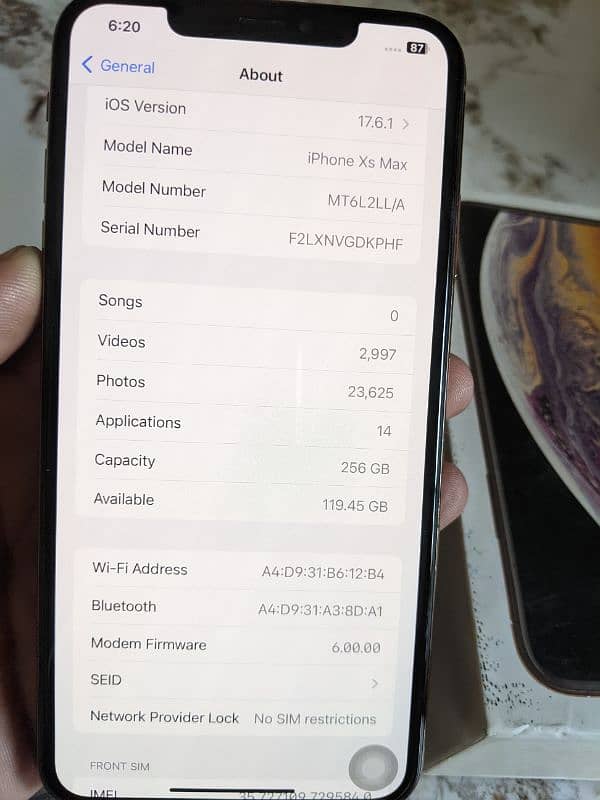 iphone XS Max 9.5/10 256gb PTA Approved with Box 4