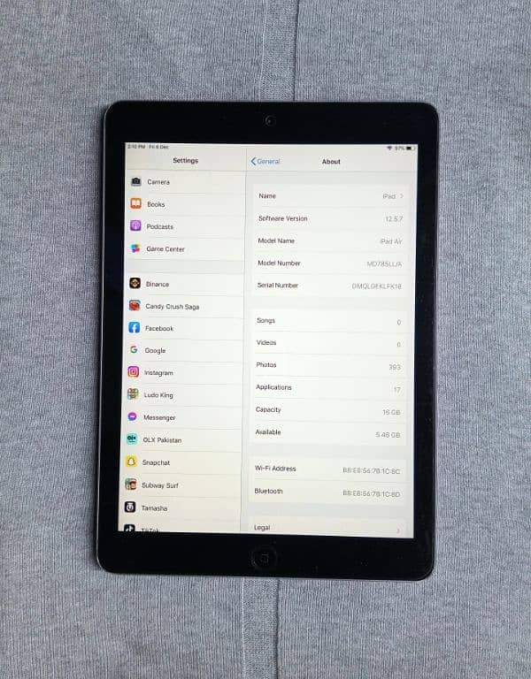 IPAD AIR 1 IOS VERSION 12.5. 7 4