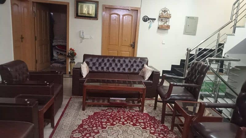 5 seater sofa in brown leather color available for sale in good cond. 1