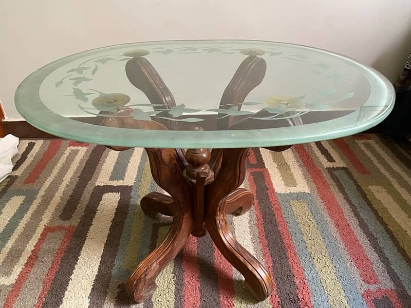 Sheesham Wood Center Table with 2 Side Tables 2