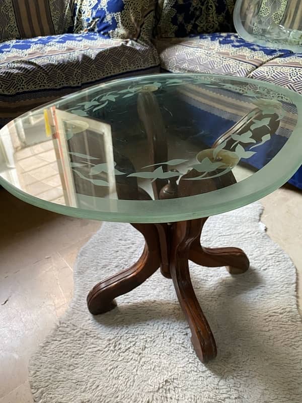 Sheesham Wood Center Table with 2 Side Tables 9