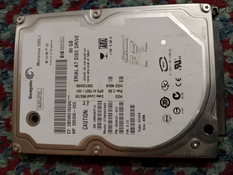 Laptop 80Gb Harddrive Seagate 0