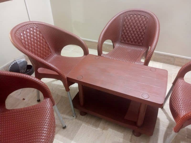 Plastic chairs with table 2