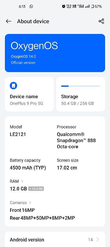 OnePlus 9pro 12+12 256gb 7