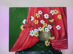 oil painting "Flowers against red"