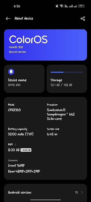 oppo A95 official PTA proved 8gb 128gb 4