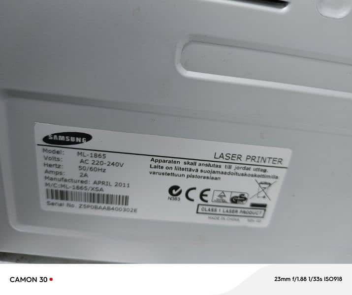 Samsung ML-1865 A4 mono laser printer:brand new condition 10/10 U. K 5