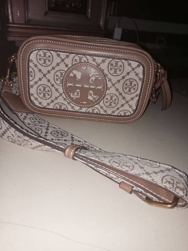 Tory Burch Mini T Monogram Crossbody Bag Hazelnut Brown OS 1