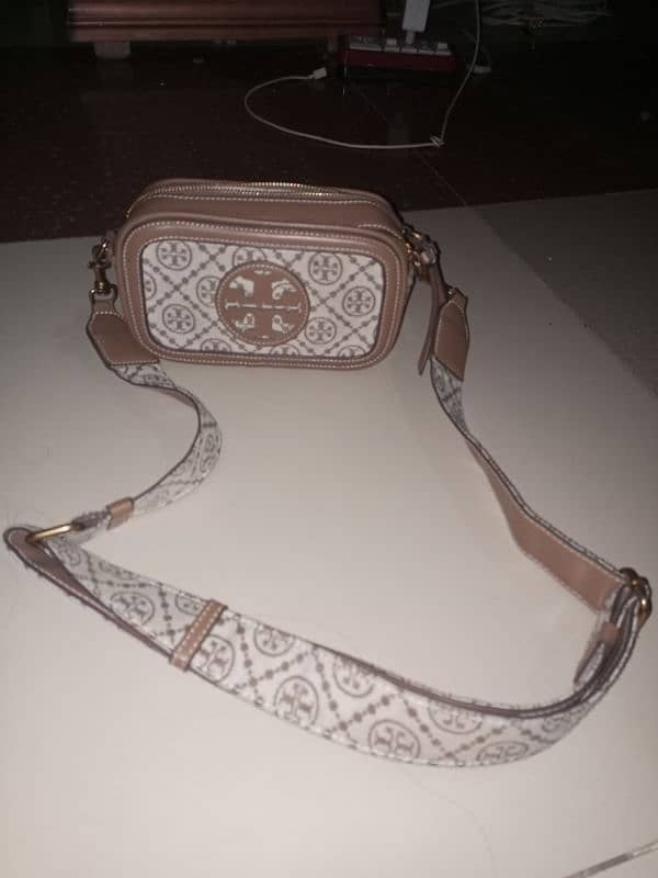 Tory Burch Mini T Monogram Crossbody Bag Hazelnut Brown OS 2