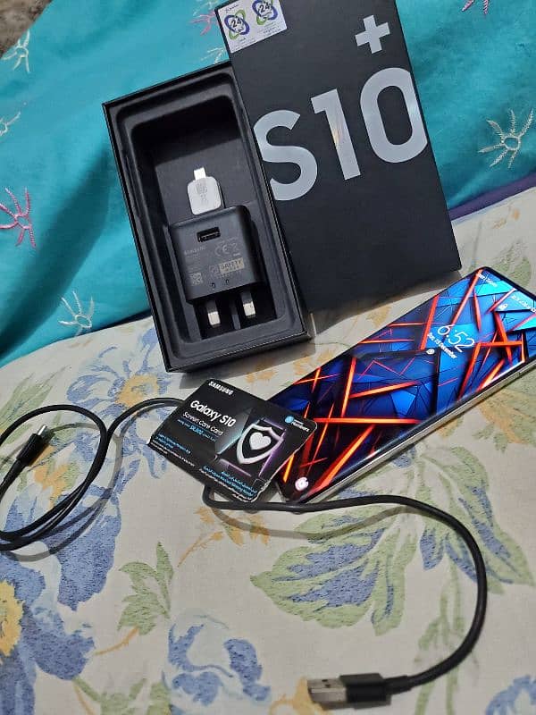 Samsung galaxy s10plus not open full box pta officel for sell dule sim 3