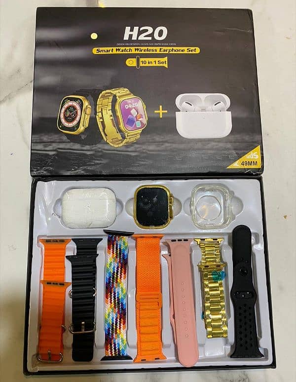 Smart watch 7 straps and airbirds 3