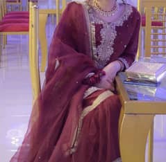 Elegant Maroon Organza Gharara