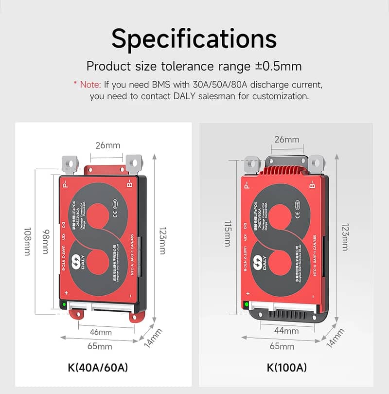 **DALY Smart BMS for LFP Batteries | 4S-24S (12V-48V) | Bluetooth & W 1