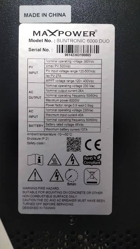 Max power 6kw suntronic duo 4