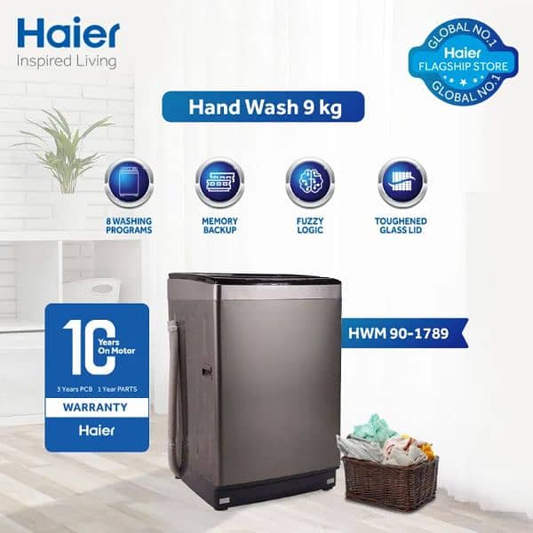 Haier Fully Automatic 9-Kg Pillow Drum Washing Machine For Sale 4