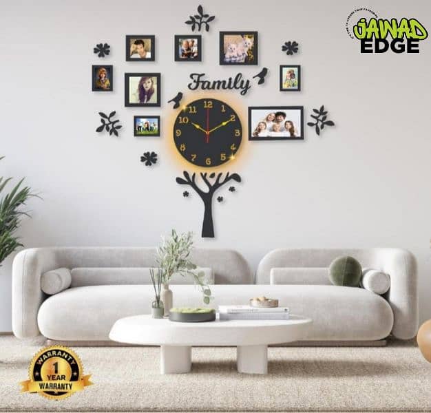 Family Tree Laminated Wall Clock With Backlight 0