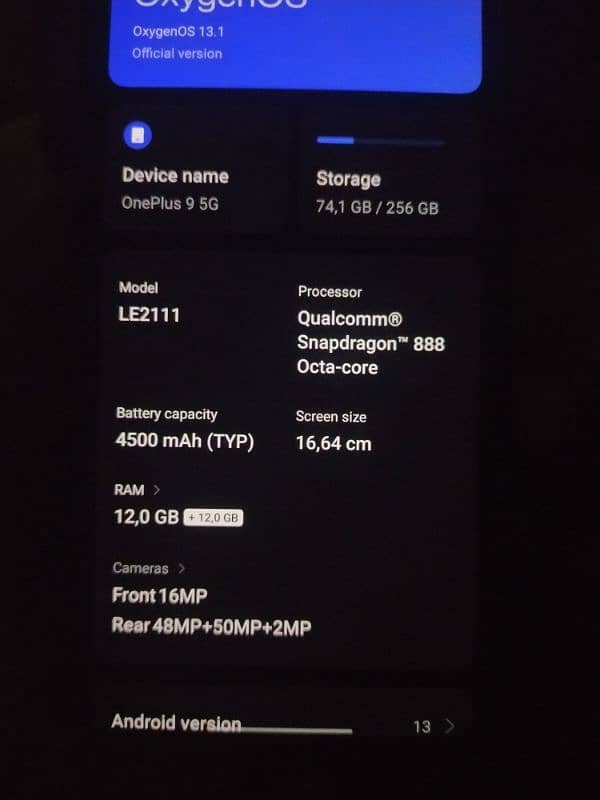 ONEPLUS 9 2 Month Used Fresh Condition Scratch less 6