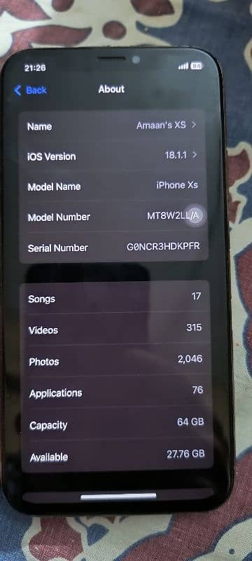 iphone xs 64 gb lla factory unlocked non PTA  original set 1