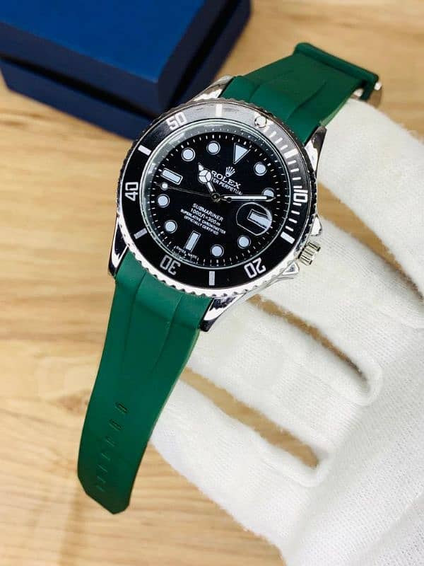 Rolex watch for men. with green strap 0