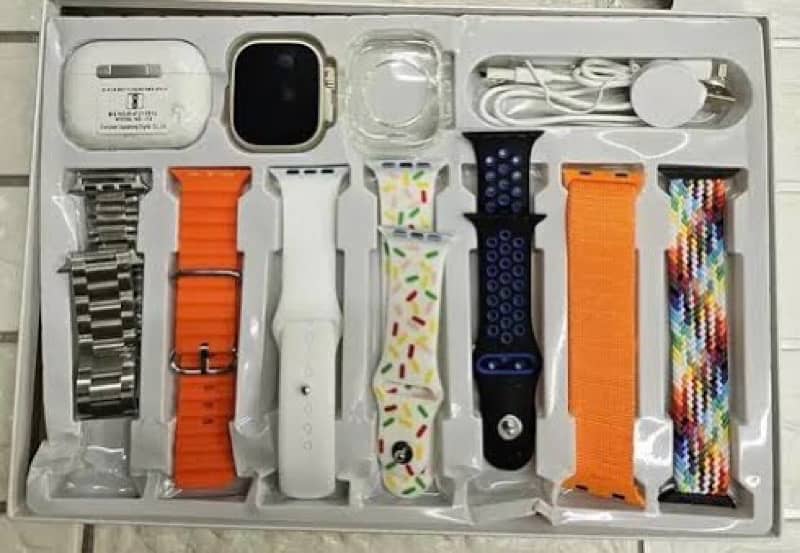 ultra watch i20 with 10 straps with earbuds 2