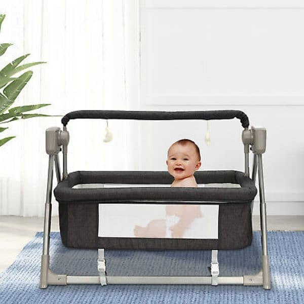 Portable Electric Baby Swing Cradle Bassinet Rocking Crib Infant 1