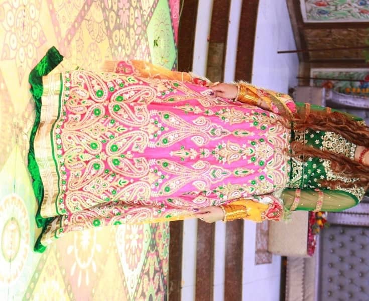 mehndi dress available in great combination of green and pink 6