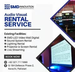 Audio visual equipment rental , smd sound system projector on rent