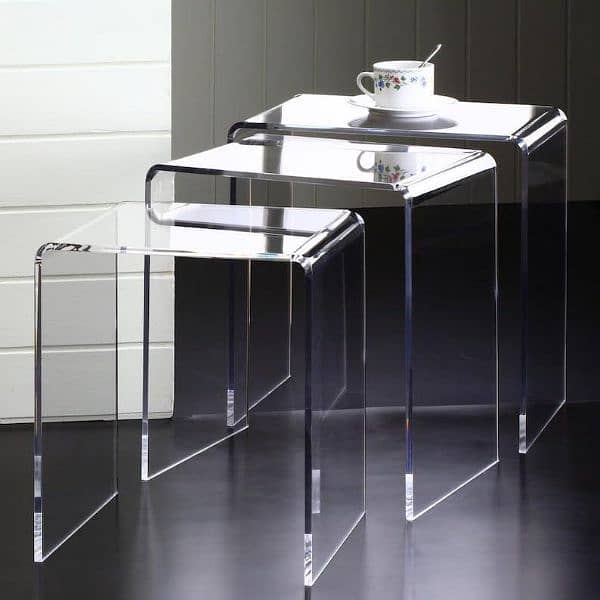 Acrylic nesting tables portable and modern table set 0