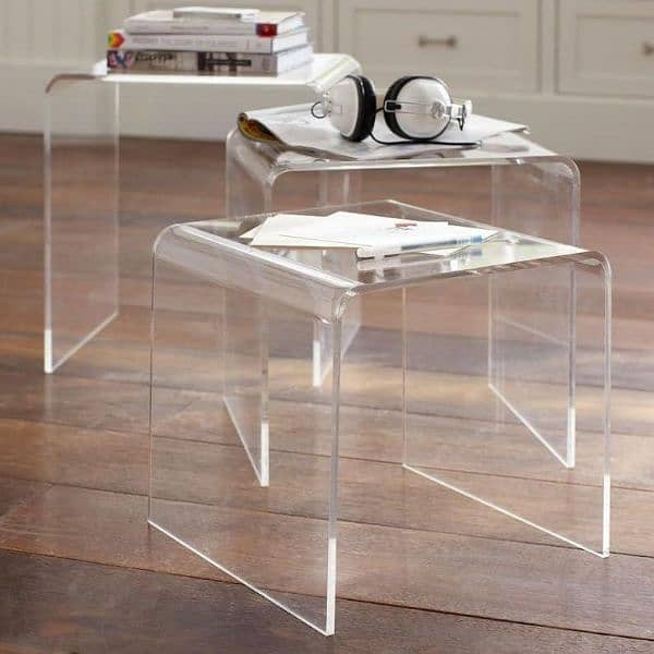 Acrylic nesting tables portable and modern table set 1