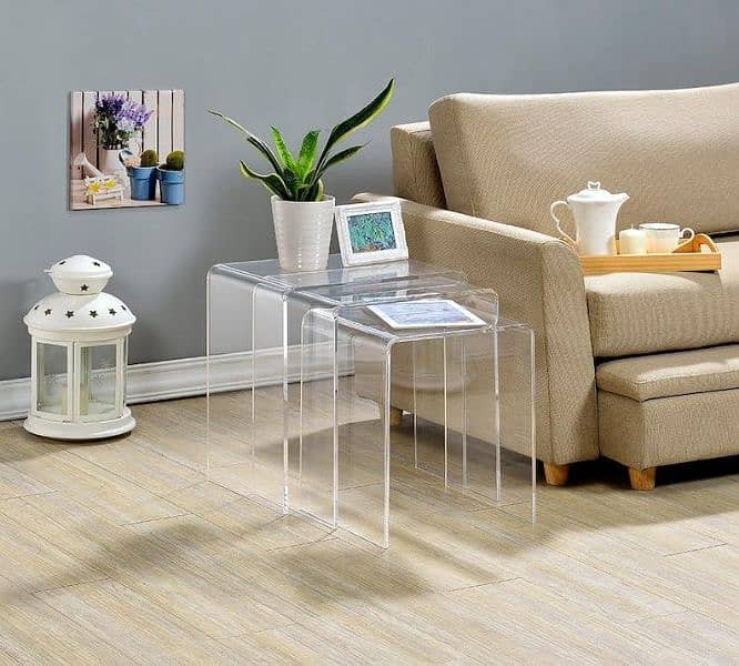 Acrylic nesting tables portable and modern table set 2