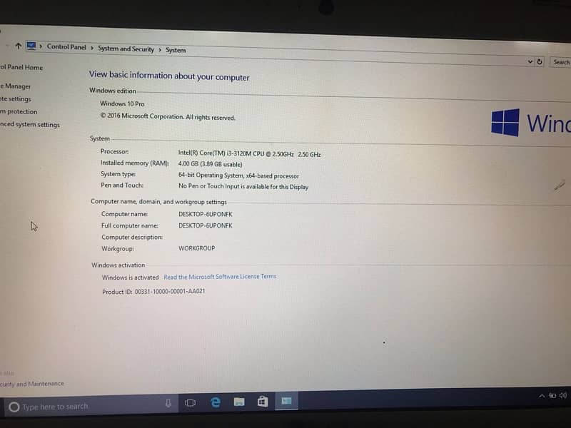 Toshiba core i3 3rdgen 4gb ram 500gb HD 1