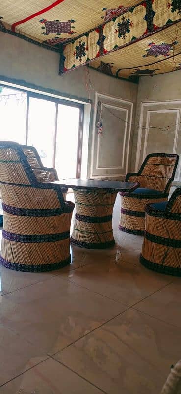 Handcrafted Bamboo Stool and Table Set for Relaxed Living Spaces 11