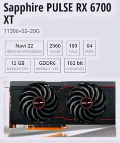 Amd Radeon Sapphire Pulse RX 6700 XT 12GB High End Gaming Graphic Card