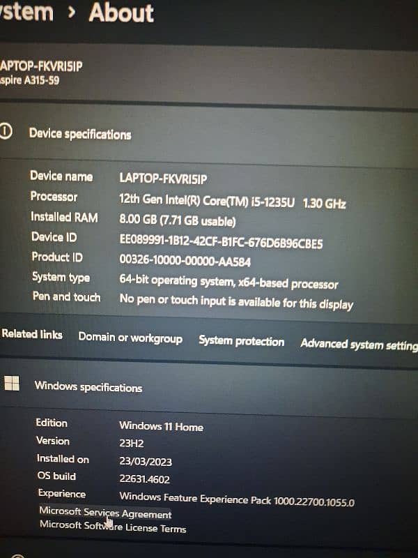 Acer core I5 12 gen 3