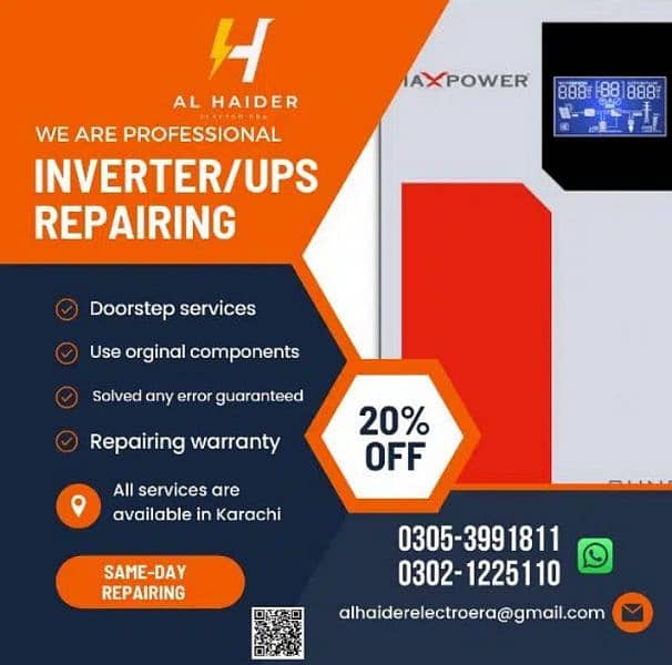 Solar inverter repairing services/ups repair/ac card/solar panels 1