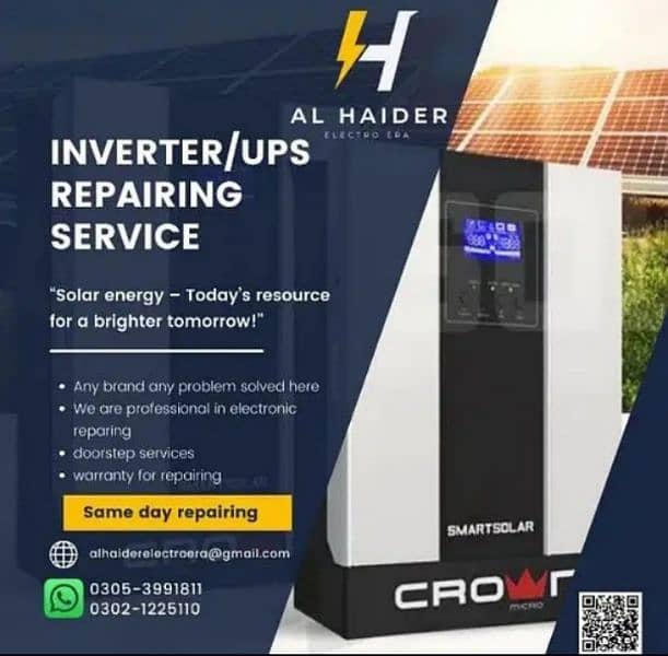 Solar inverter repairing services/ups repair/ac card/solar panels 0