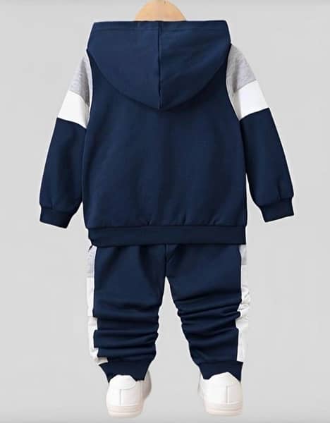 2 pes boy’s fleece printed hoodie tracksuit 1