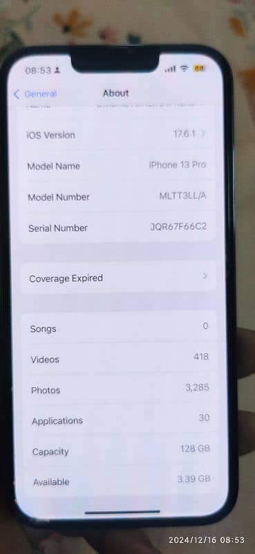 Iphone 13 pro LLA USA sierra Blue 128gb PTA Approve with ordinal Box 3