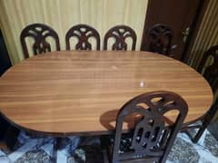 Pure Black Wood Dining table and Six(6) Chairs