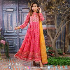 Sha Posh Viscose Chunri Long frock with trouser and duppata