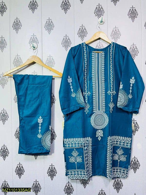 2 psc block printed woman stitched suit , free delivery 0