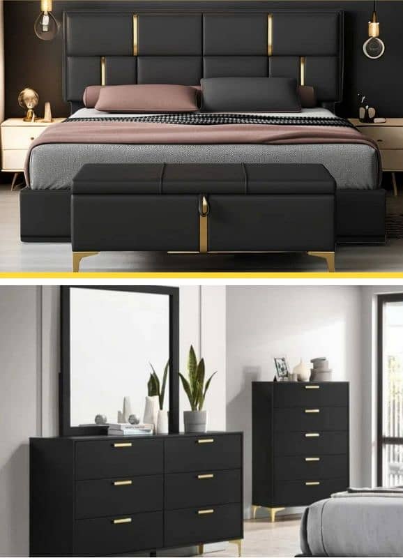 king size Bed set  Elegant black premium Poshish 1